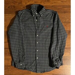 Polo Ralph Lauren Mens Plaid Button Down Shirt Navy Green Red Pony Logo Size M